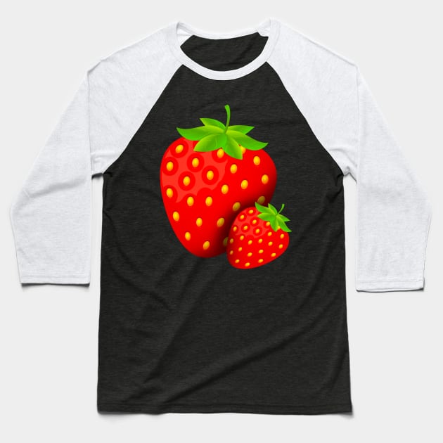 Fresh Strawberries Fruit Vegetarian Vegan Fruits Baseball T-Shirt by Foxxy Merch